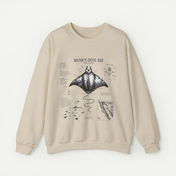 Munk’s Devil Ray Anatomy Sweatshirt — Vintage Marine Biology Graphic Crewneck