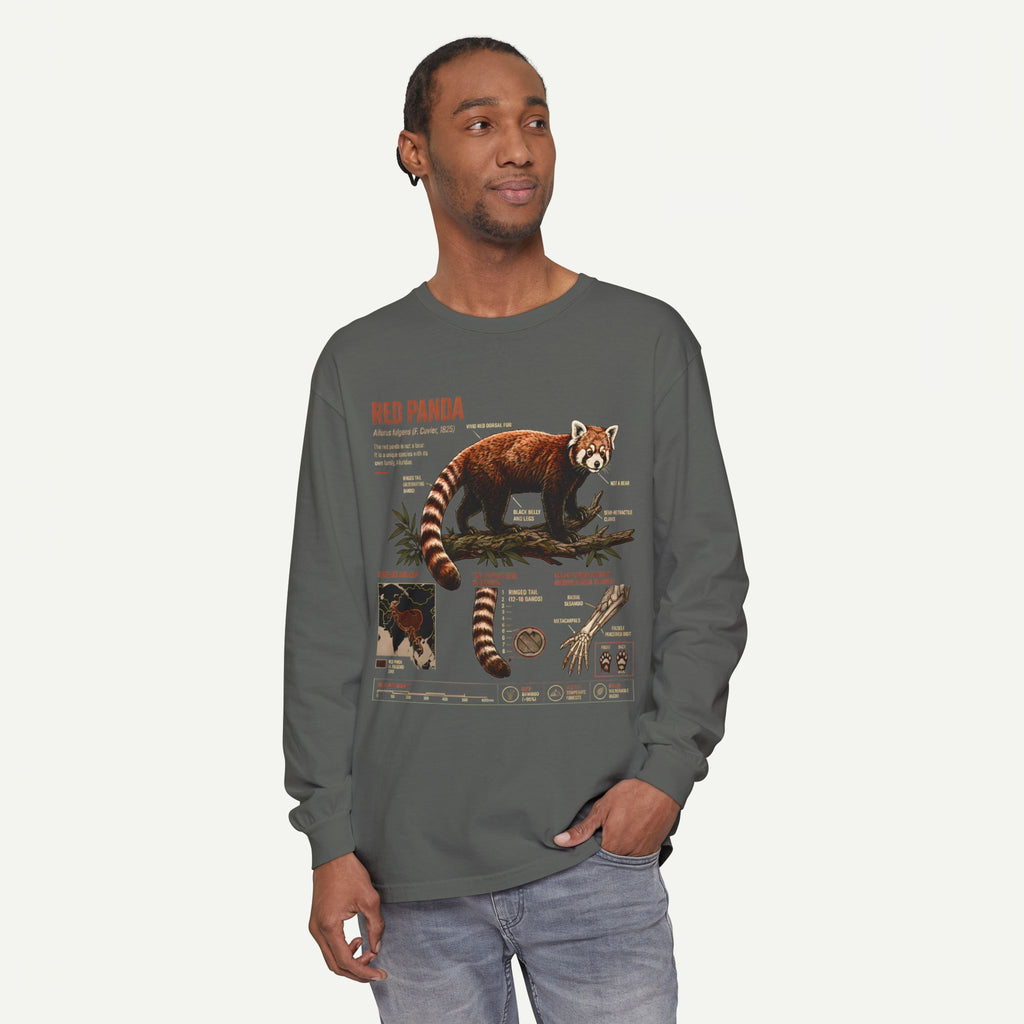 Red Panda Illustrated Long Sleeve Tee — Wildlife Field Guide Shirt