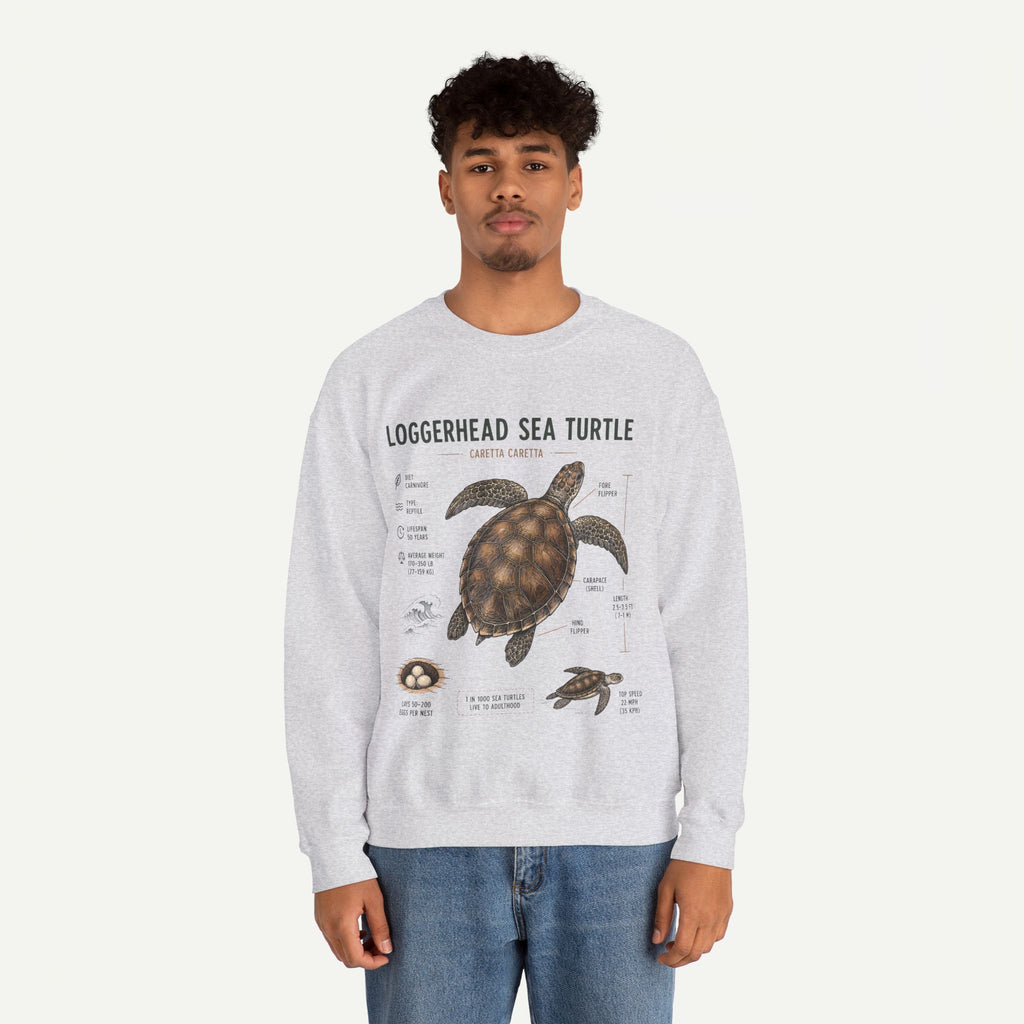 Loggerhead Sea Turtle Anatomy Sweatshirt — Marine Life Educational Crewneck