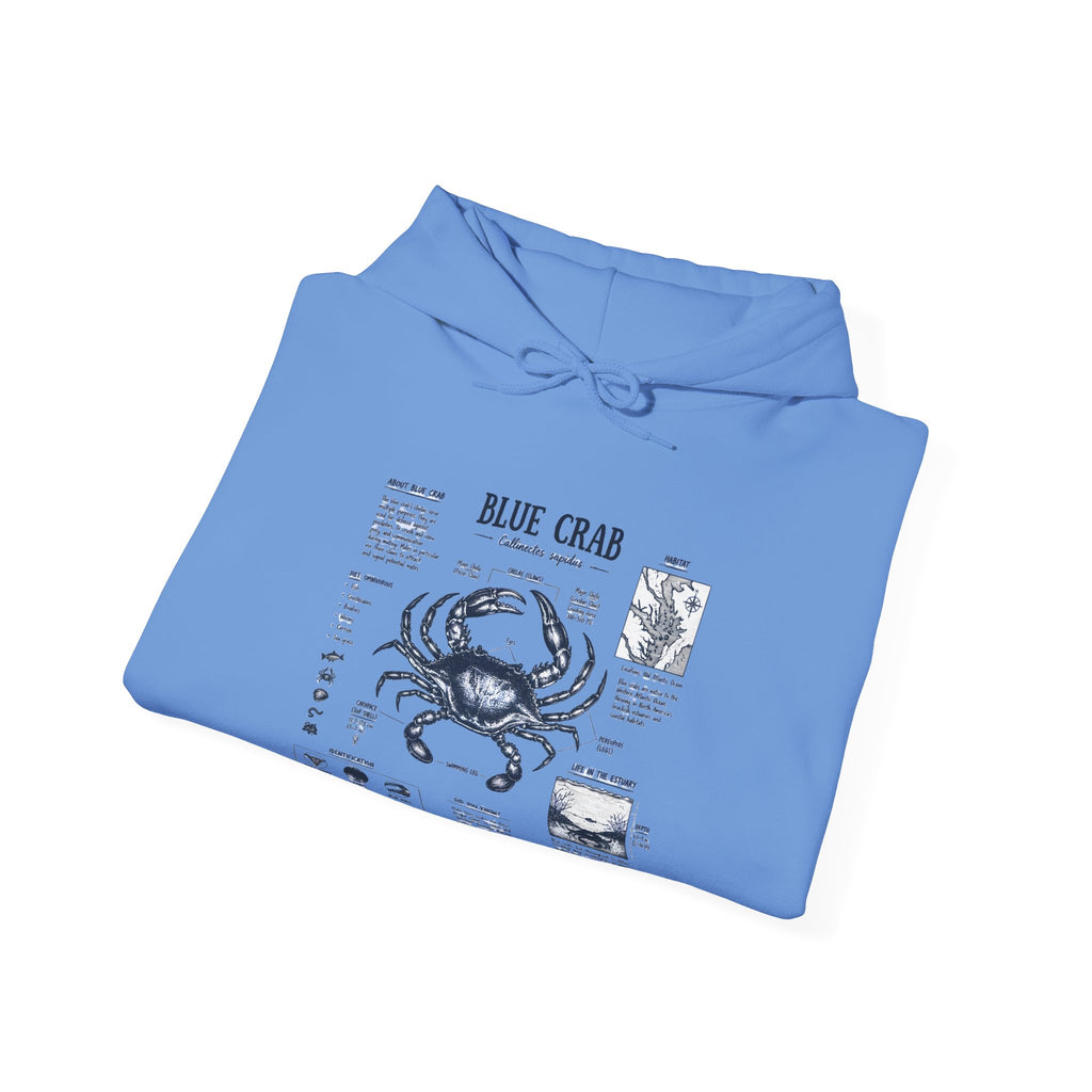 Blue Crab Anatomy Hoodie — Nautical Seafood Diagram Sweatshirt
