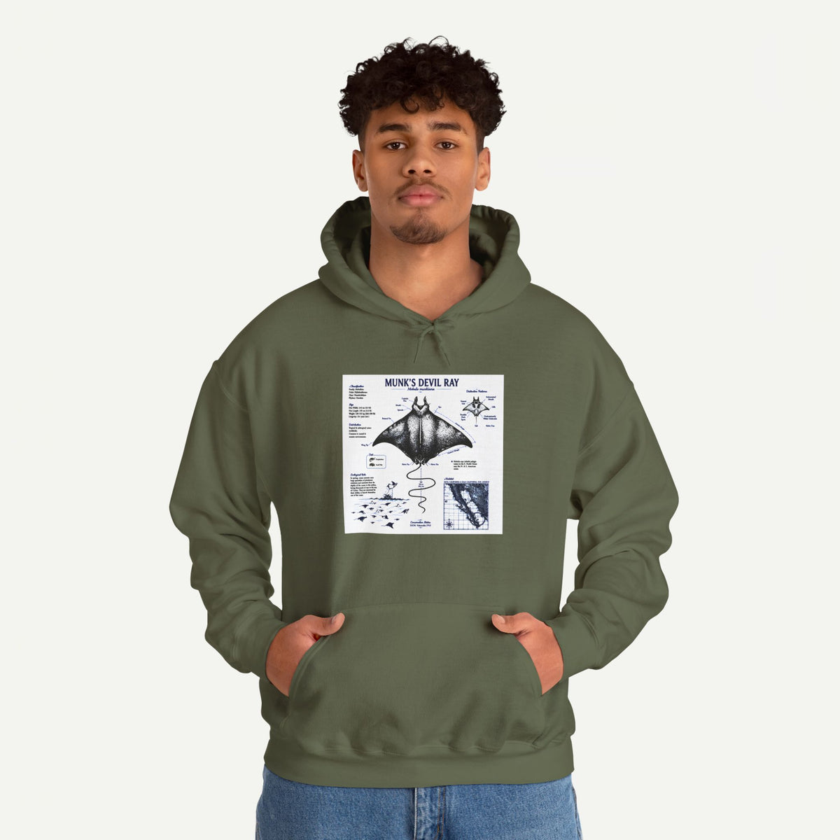 Manta Ray Anatomy Hoodie — Marine Life Graphic Pullover