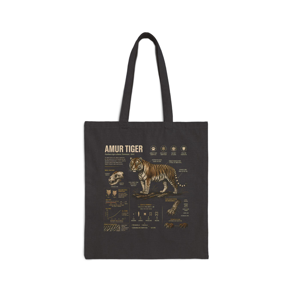 Amur Tiger Anatomy Tote Bag — Educational Wildlife Cotton Canvas Tote