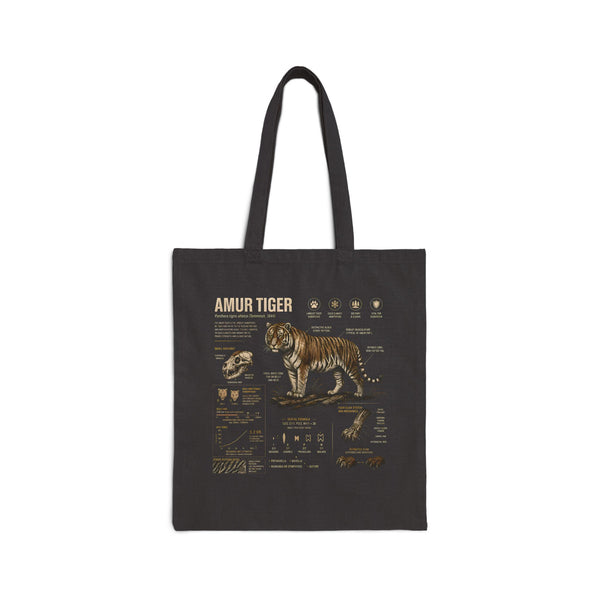 Amur Tiger Anatomy Tote Bag — Educational Wildlife Cotton Canvas Tote