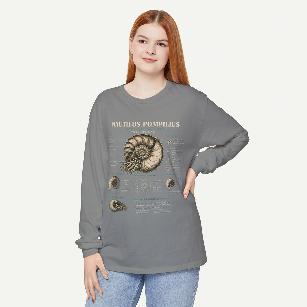 Nautilus Pompilius Anatomy Long Sleeve Tee — Vintage Marine Science Shirt