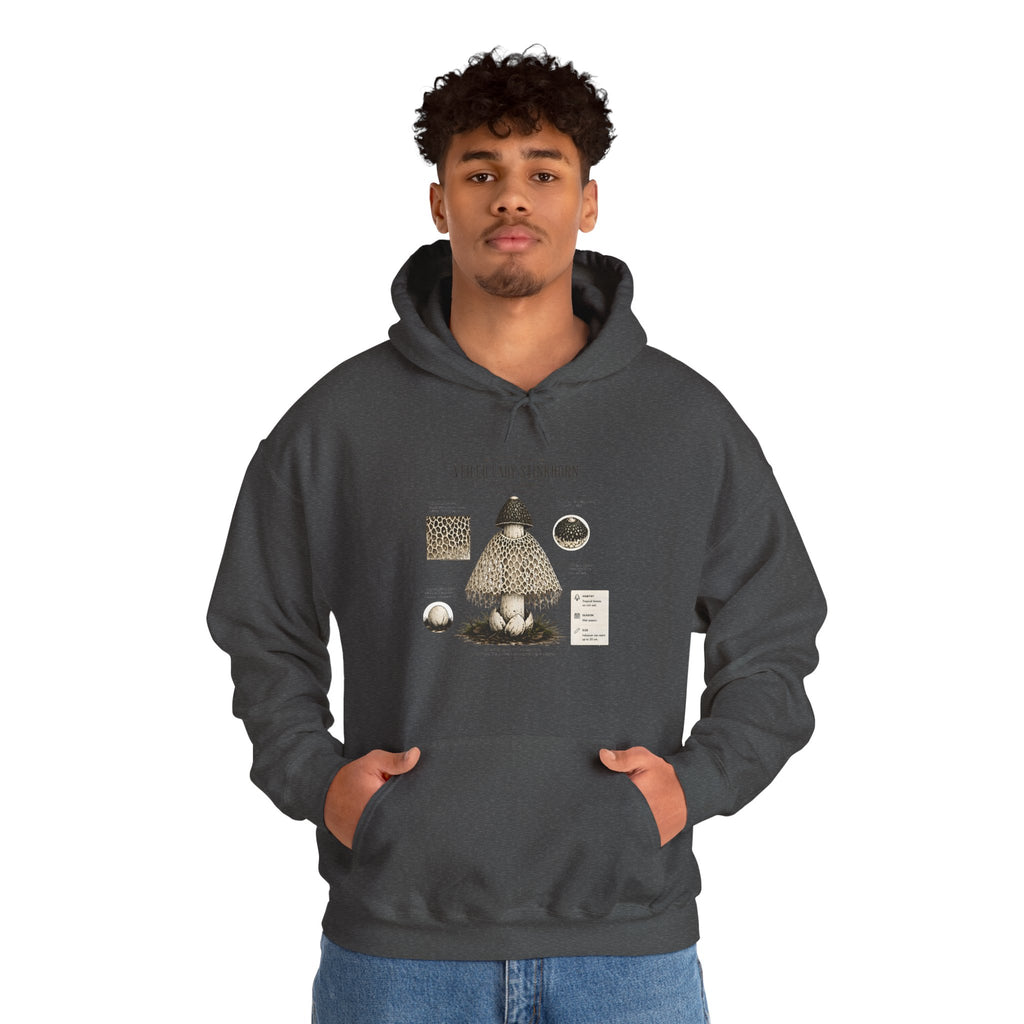 Mushroom Guide Hoodie — Velvet-Lady Stropharia Fungi Illustration Sweatshirt