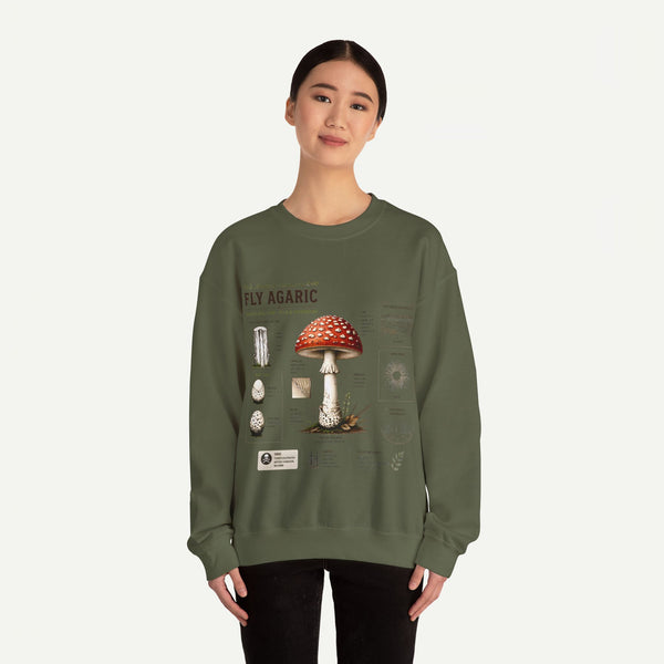 Fly Agaric Mushroom Anatomy Sweatshirt — Botanical Mycology Illustration Crewneck