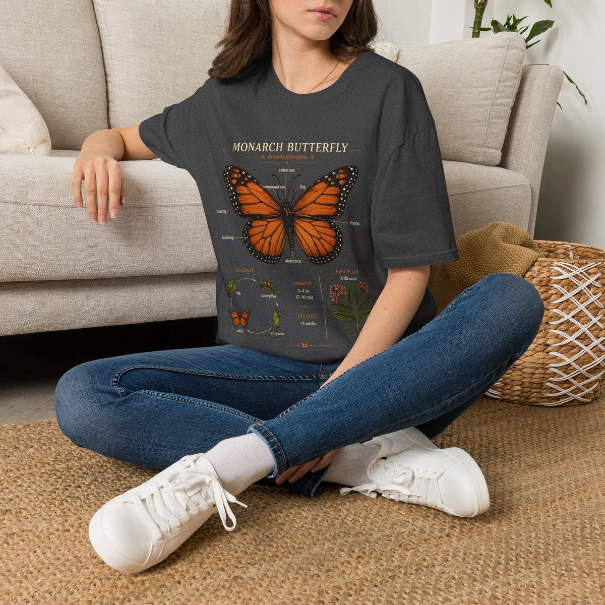 Monarch Butterfly Anatomy T-Shirt — Vintage Nature Illustration Tee