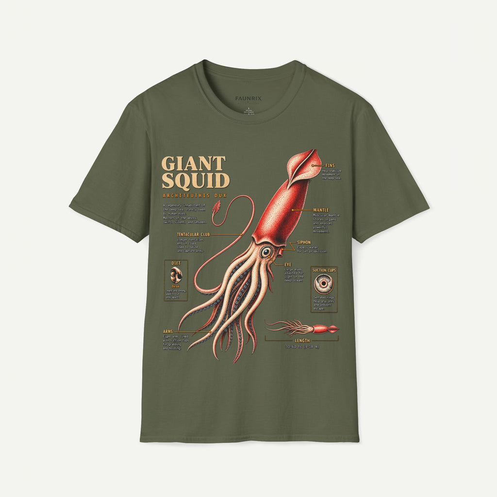 Squid Anatomy Graphic T-Shirt — 'Giant Squid' Vintage Scientific Illustration