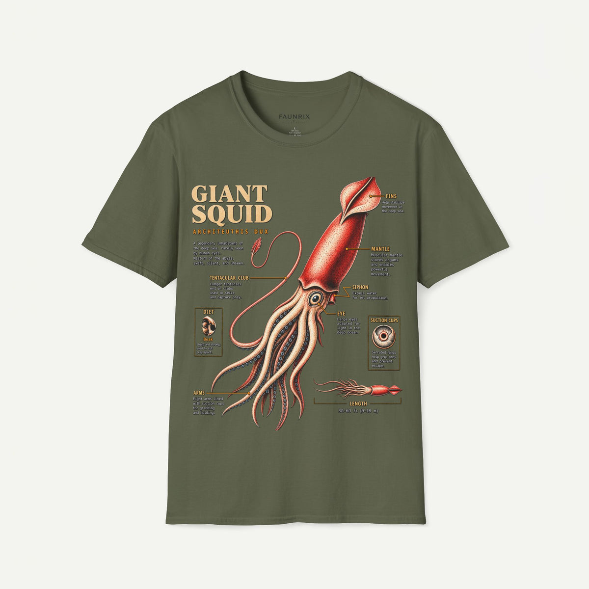 Squid Anatomy Graphic T-Shirt — 'Giant Squid' Vintage Scientific Illustration