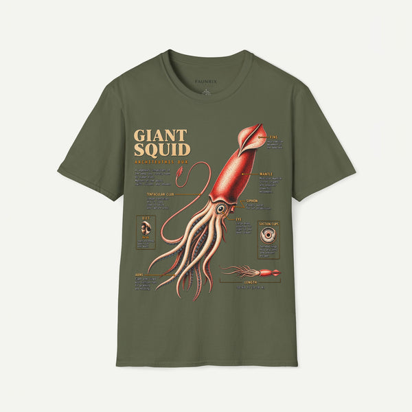 Squid Anatomy Graphic T-Shirt — 'Giant Squid' Vintage Scientific Illustration