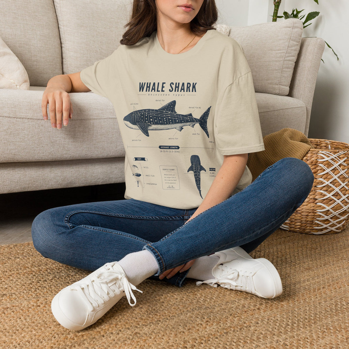 Whale Shark Anatomy Graphic T-Shirt — Marine Life Illustration Tee