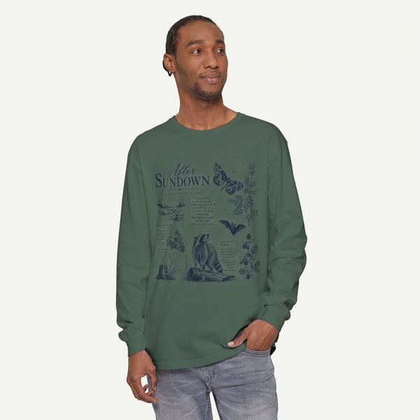 After Sundown Long Sleeve Tee — Night Nature Wildlife Graphic