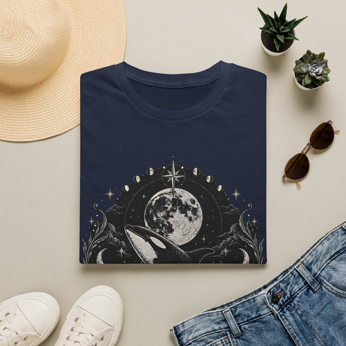 Orca Moon T-Shirt — Whale & Full Moon Illustration Tee