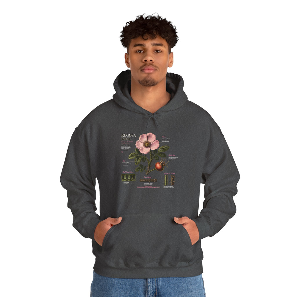 Vintage Botanical Hoodie — Rose Diagram Print