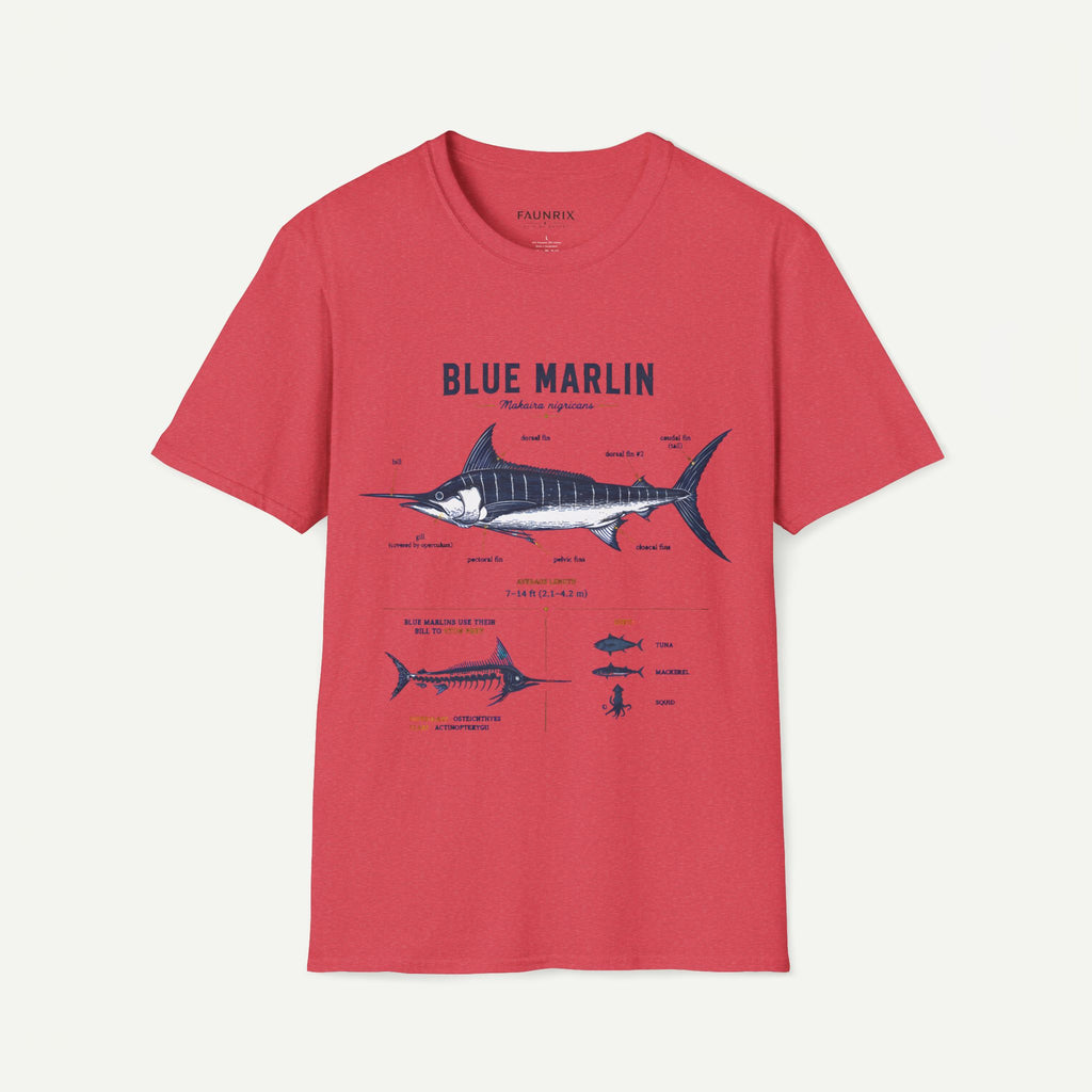 Blue Marlin Anatomy T-Shirt — Vintage Marine Fish Illustration Tee