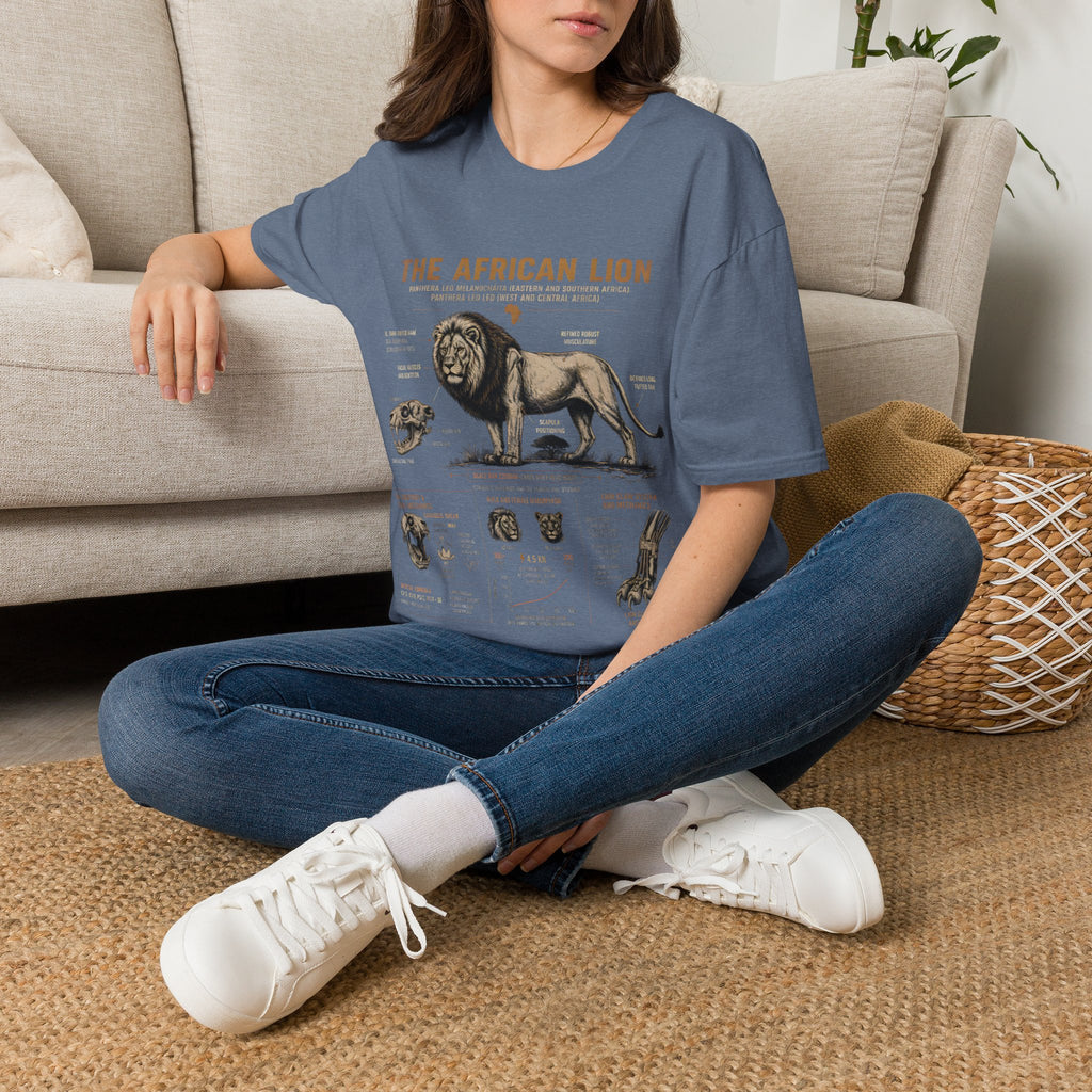 African Lion Anatomy T-Shirt — Vintage Wildlife Illustration Tee