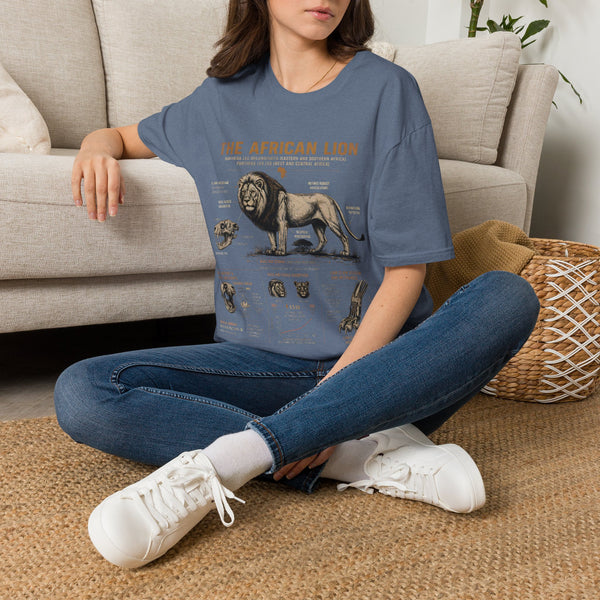 African Lion Anatomy T-Shirt — Vintage Wildlife Illustration Tee