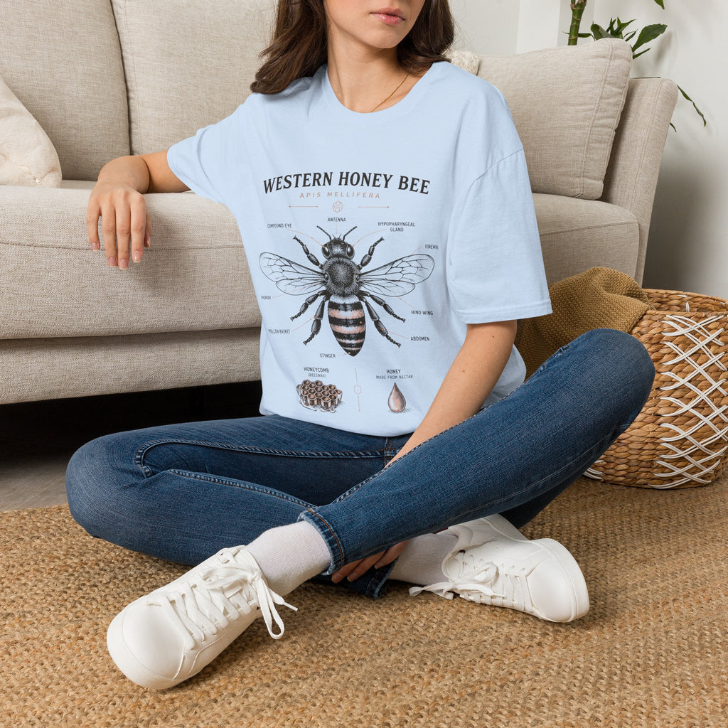 Western Honey Bee Illustration T-Shirt — Apis Mellifera Vintage Bee Anatomy Tee