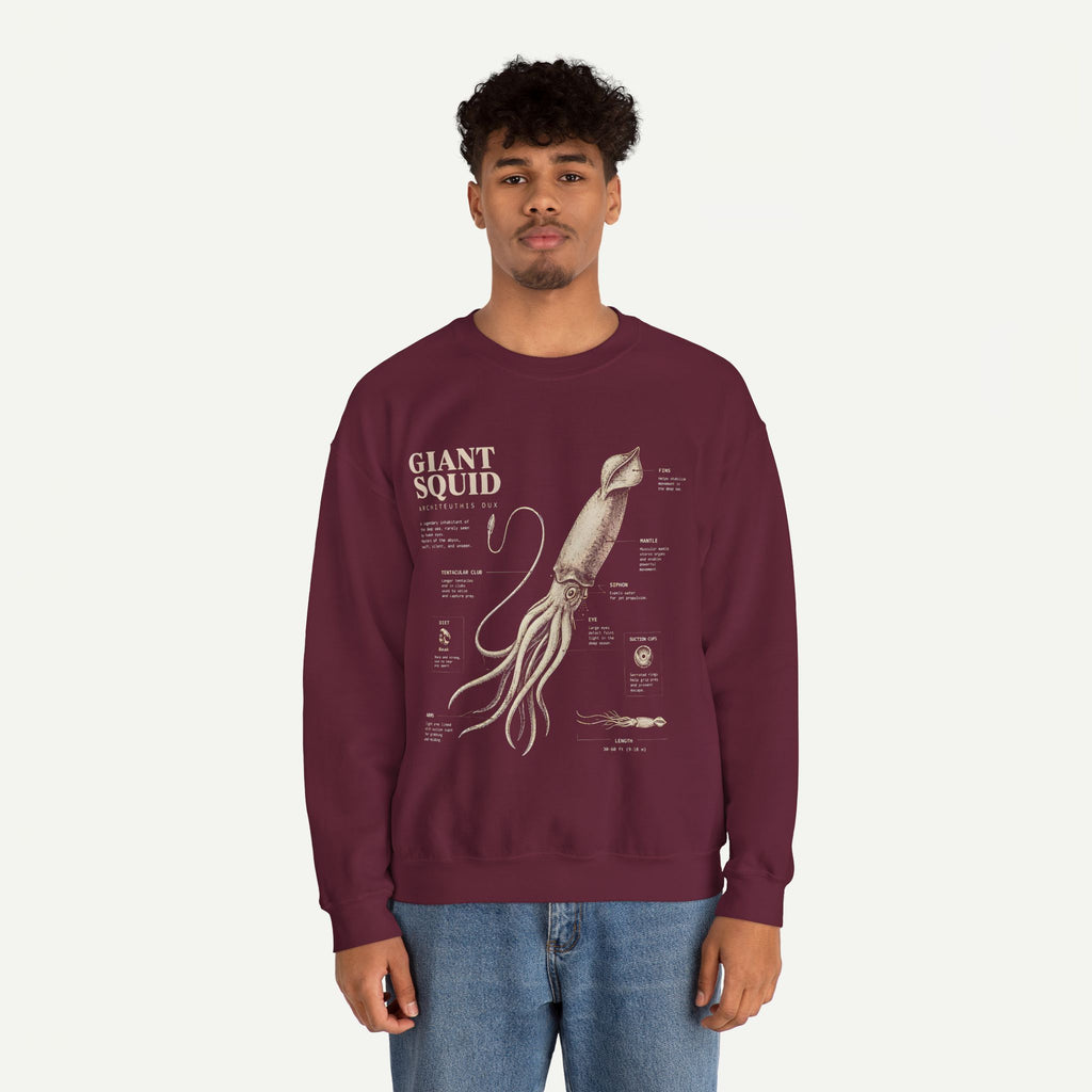 Giant Squid Anatomy Sweatshirt — Vintage Nautical Marine Biology Crewneck