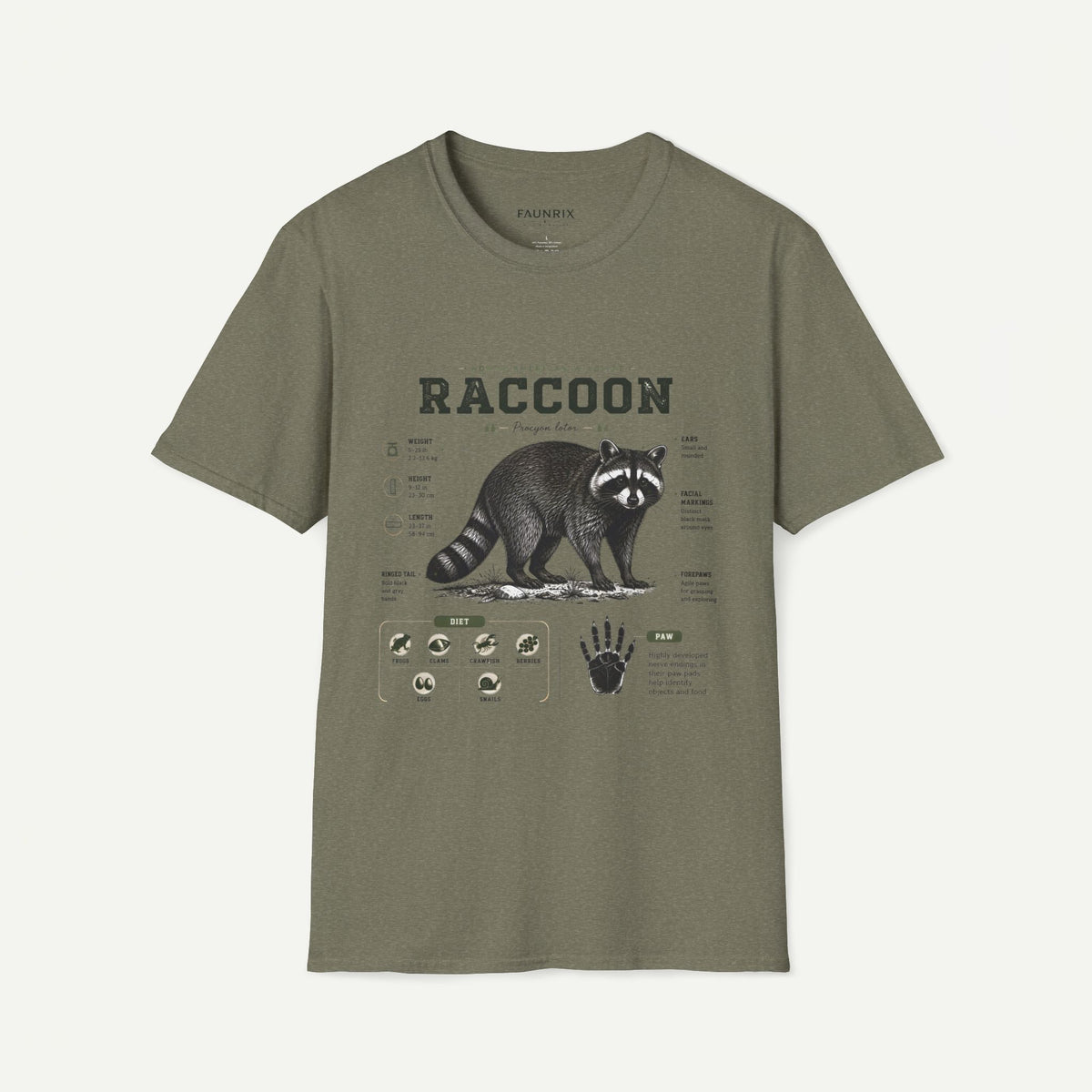 Raccoon Anatomy T-Shirt — North American Wildlife Graphic Tee
