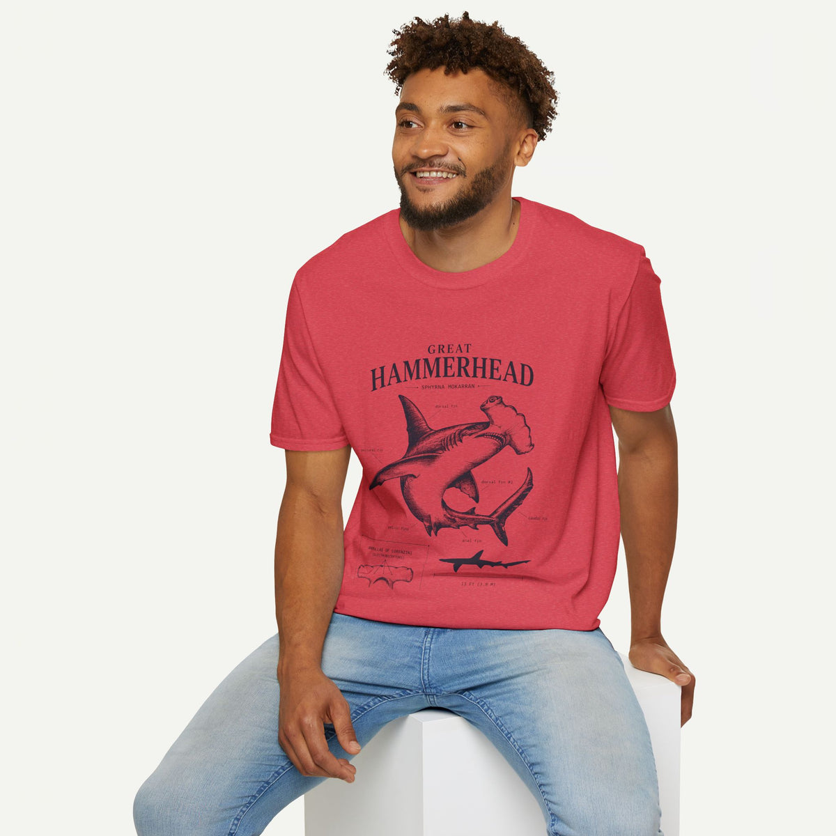 Hammerhead Shark Anatomy Tee — Vintage Great Hammerhead Graphic T-Shirt