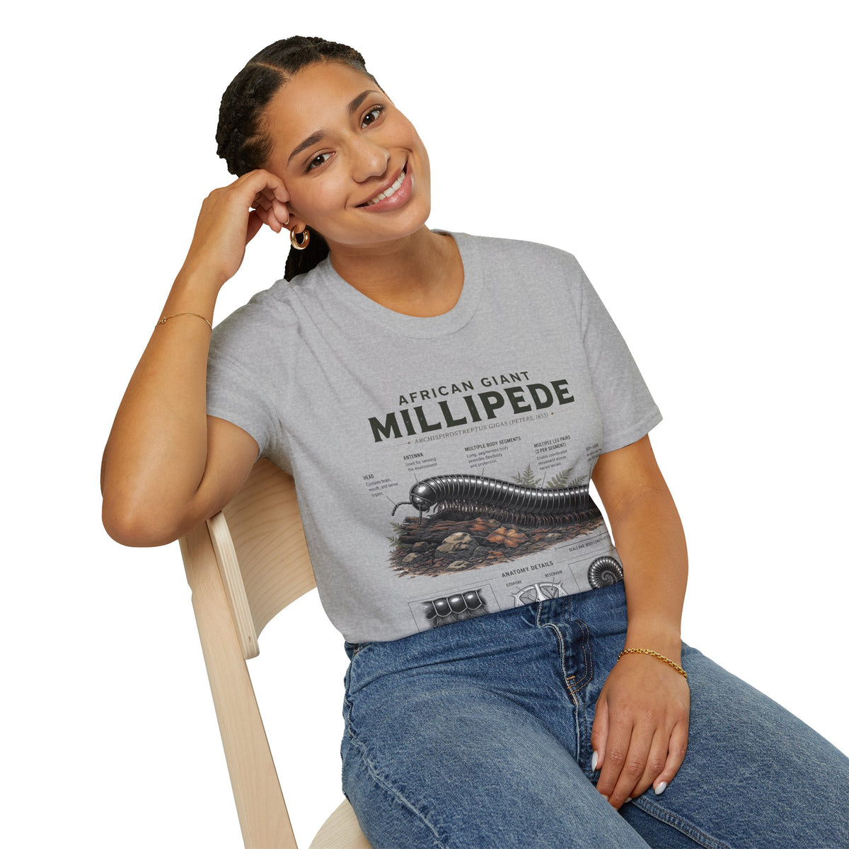 Millipede Anatomy T-Shirt — 'African Giant Millipede' Scientific Graphic Tee