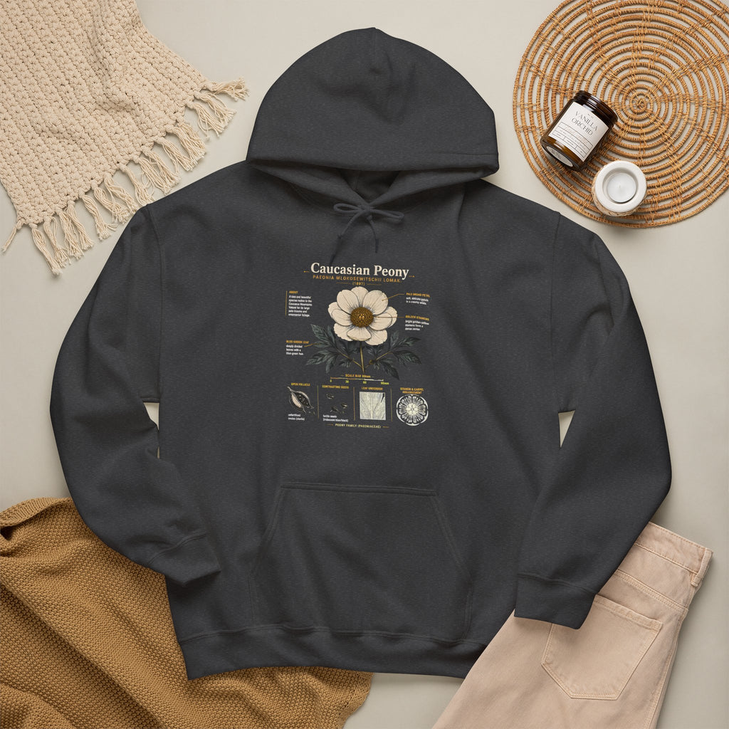 Magnolia Botany Hoodie — 'Caucasian Peony' Floral Diagram Hooded Sweatshirt