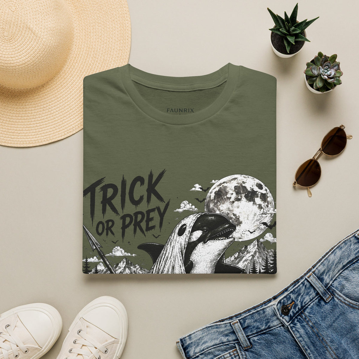 T-Shirt — Trick or Prey Halloween Orca Tee