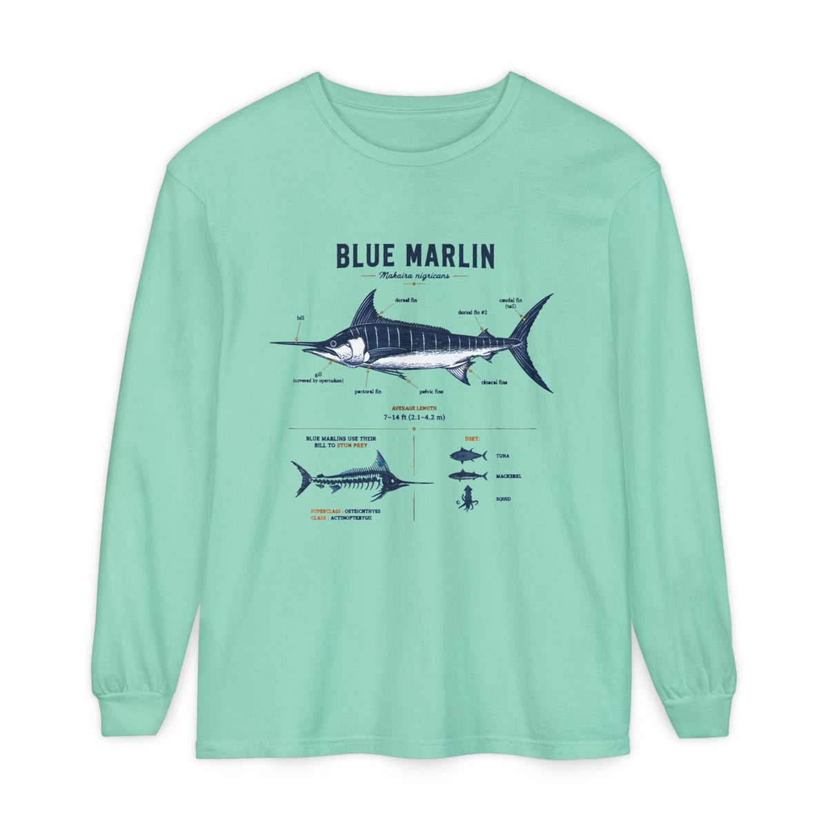 Blue Marlin Anatomy Long Sleeve Shirt