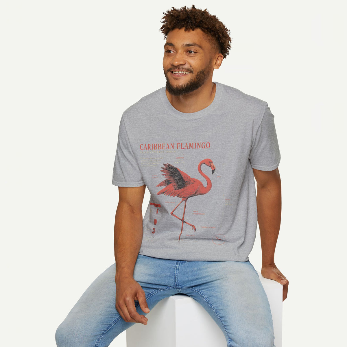 Flamingo Anatomy T-shirt — "Caribbean Flamingo" Vintage Tropical Tee