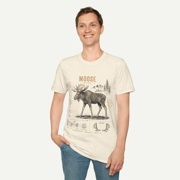 Moose Anatomy T-Shirt — Rustic Woodland Graphic Tee with Moose Design