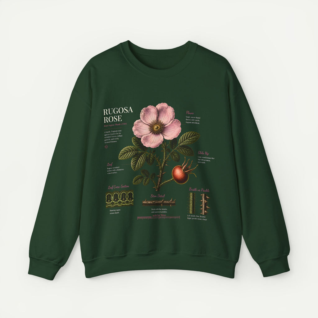 Botanical Rose Crewneck Sweatshirt – Vintage Floral Illustration