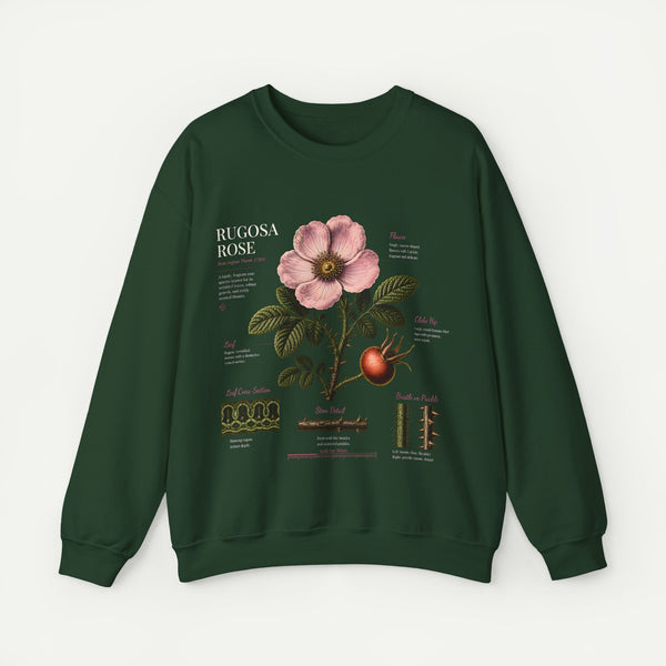 Botanical Rose Crewneck Sweatshirt – Vintage Floral Illustration