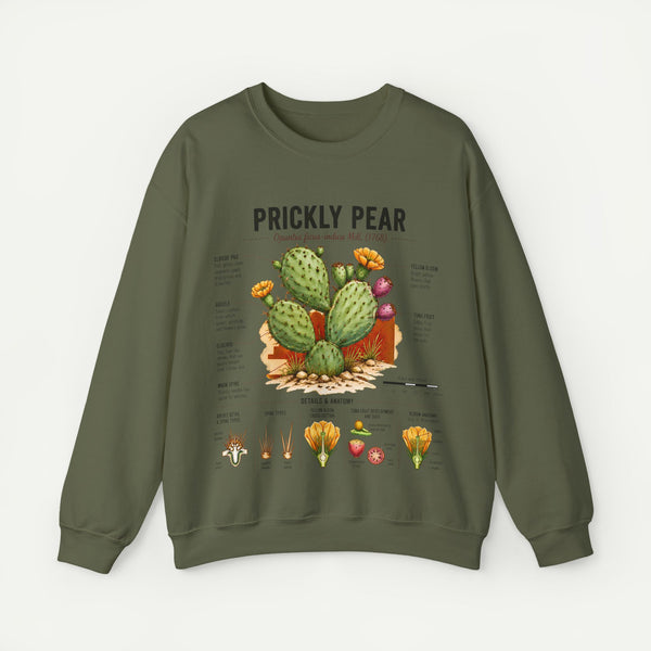 Prickly Pear Botanical Sweatshirt — Cactus Illustration Guide Crewneck