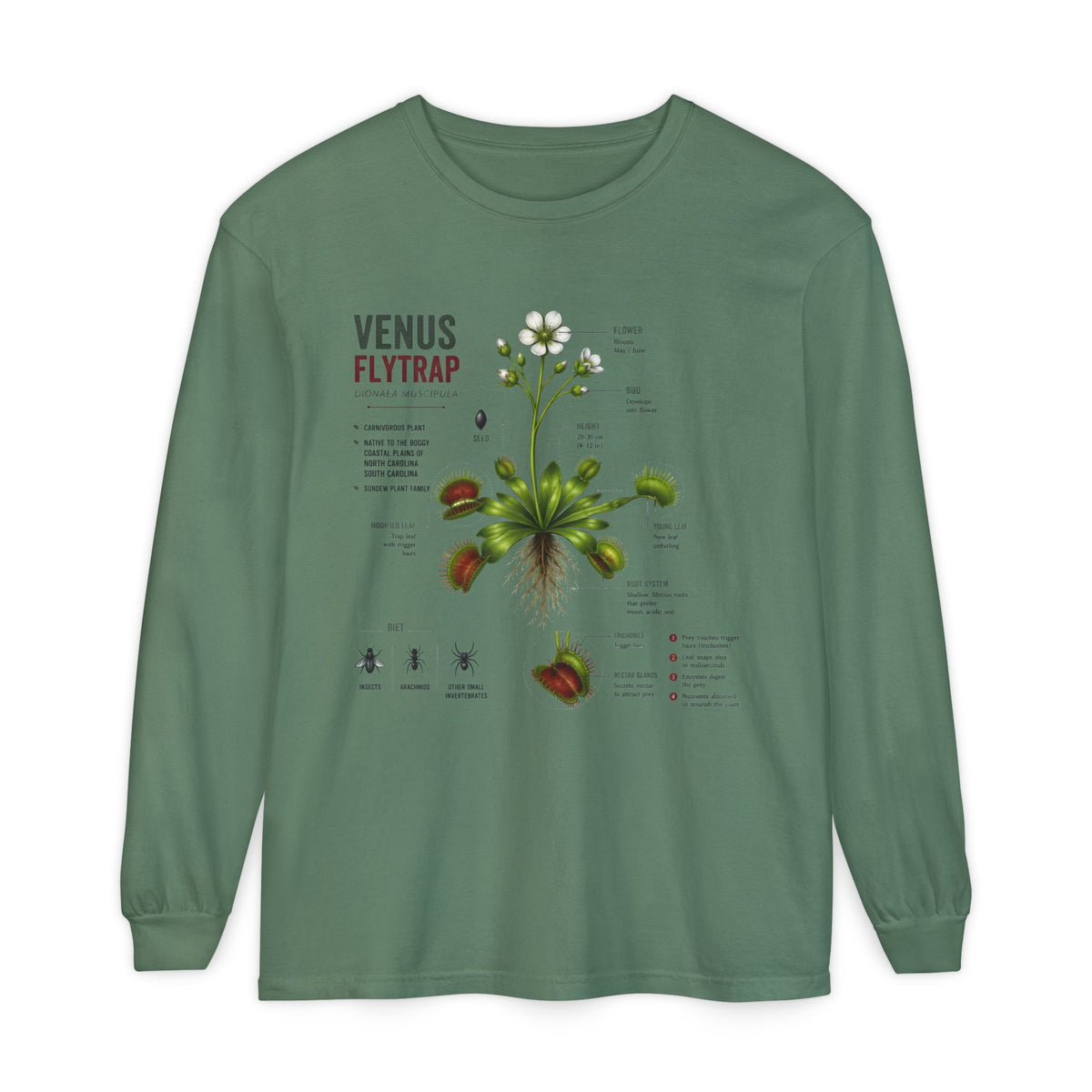 Venus Flytrap Anatomy Long Sleeve Tee — Botanical Science Shirt