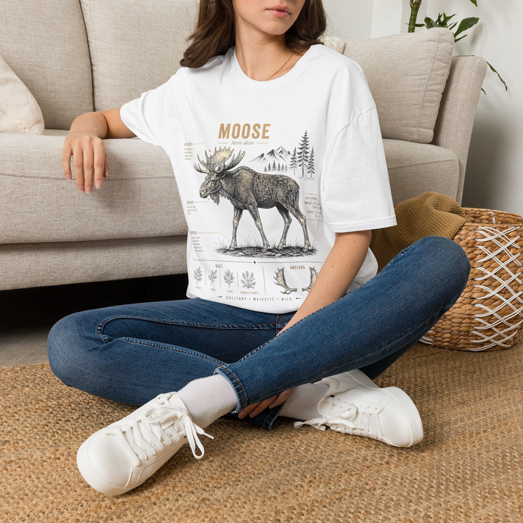 Moose Anatomy T-Shirt — Rustic Woodland Graphic Tee with Moose Design