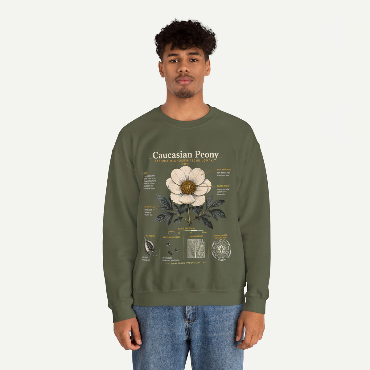 Caucasian Peony Botanical Crewneck Sweatshirt