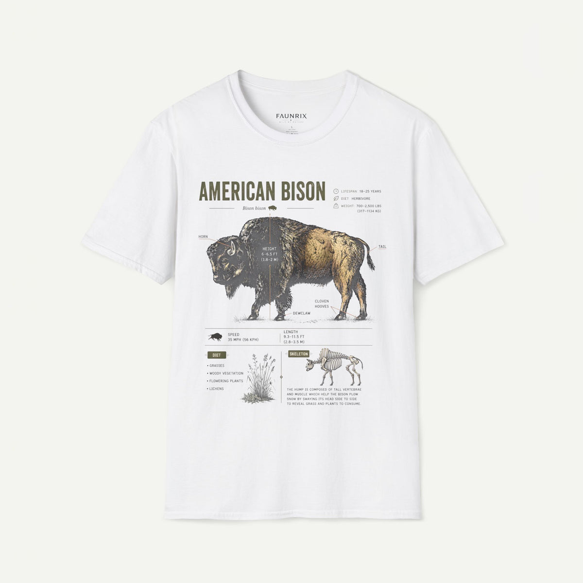 Vintage American Bison Anatomy T-Shirt