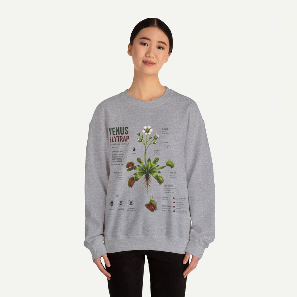 Venus Flytrap Botanical Crewneck Sweatshirt — Vintage Plant Illustration Tee