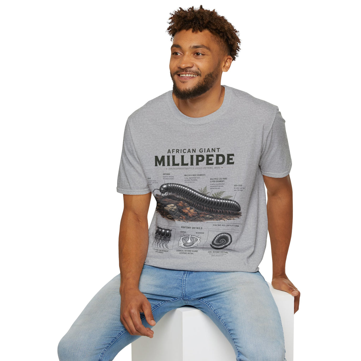 Millipede Anatomy T-Shirt — 'African Giant Millipede' Scientific Graphic Tee