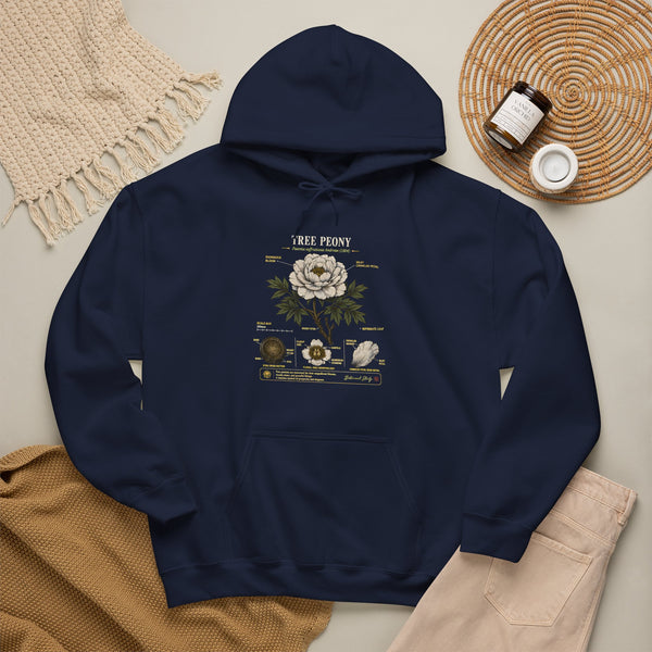 Floral Anatomy Hoodie — 'Tree Peony' Botanical Diagram Pullover