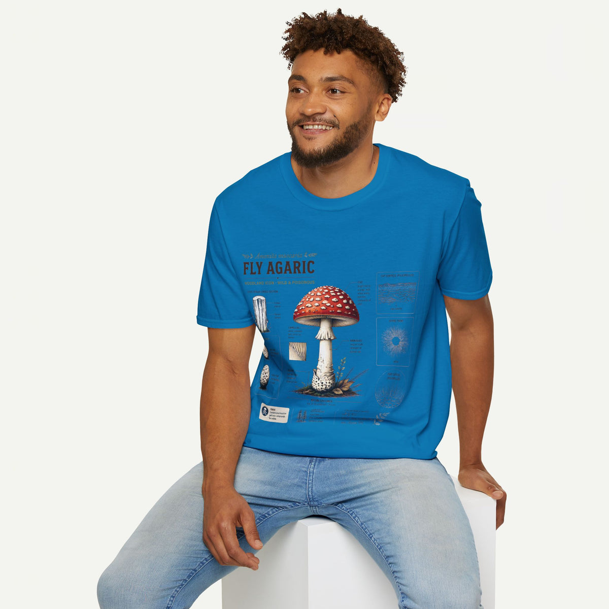Amanita Mushroom Anatomy T-Shirt — Fly Agaric Botanical Illustration Tee