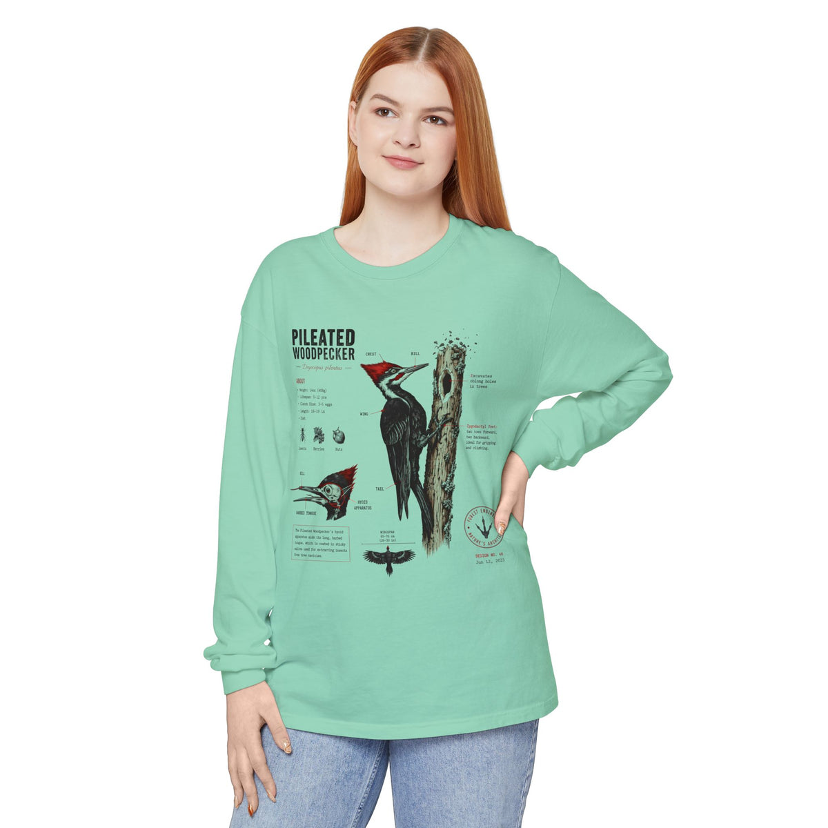 Pileated Woodpecker Anatomy Long Sleeve Tee