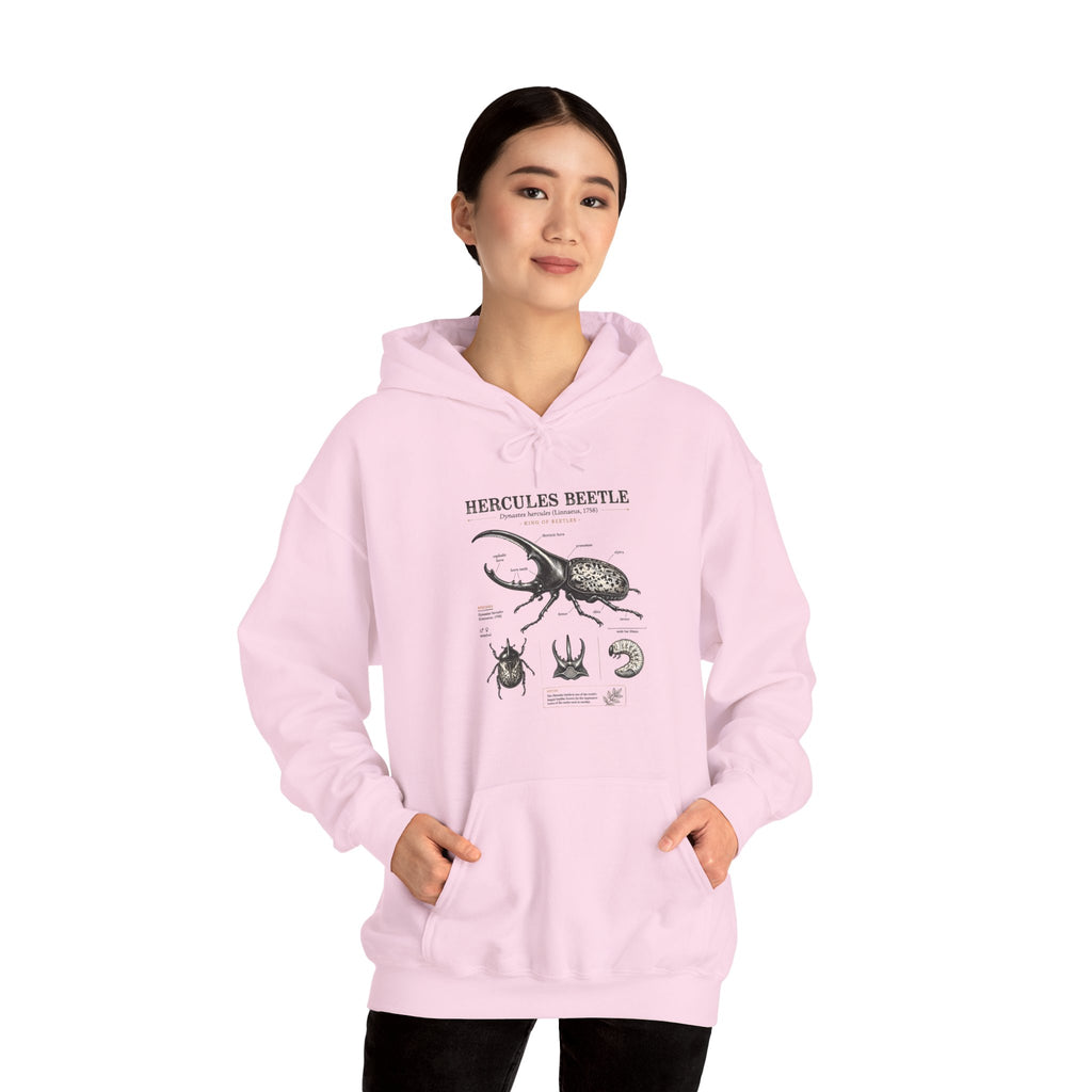 Hercules Beetle Anatomy Hoodie — Vintage Entomology Illustration Sweatshirt