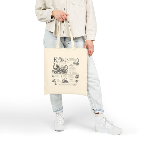 Kraken Anatomy Canvas Tote — Vintage Sea Monster Diagram Cotton Bag