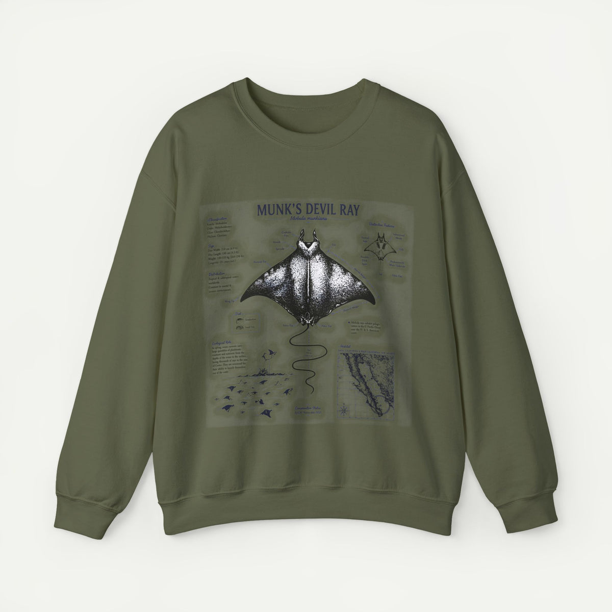 Munk’s Devil Ray Anatomy Sweatshirt — Vintage Marine Biology Graphic Crewneck