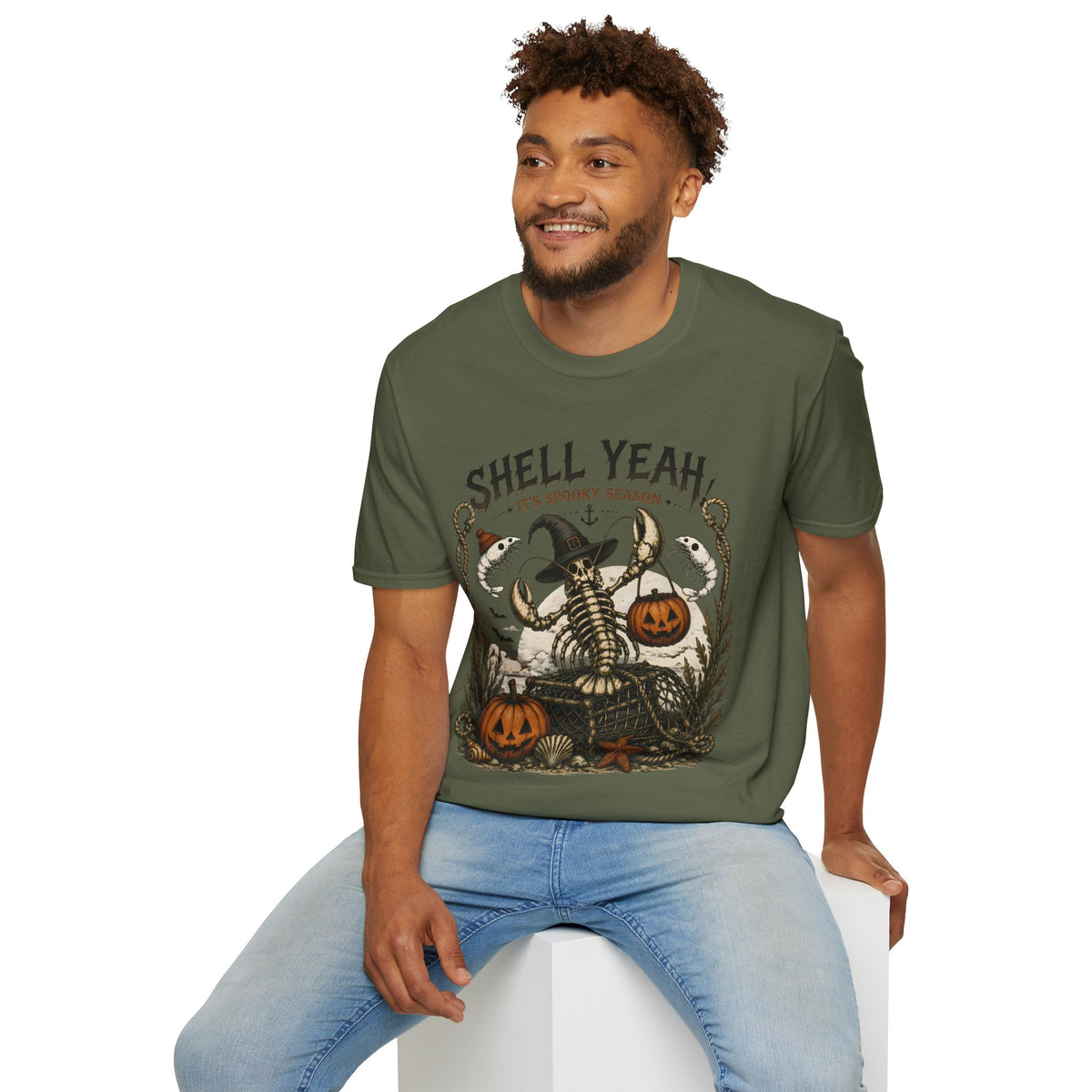 Shell Yeah! It's Spooky Season Tee — Halloween Crab Witch Graphic T-Shirt