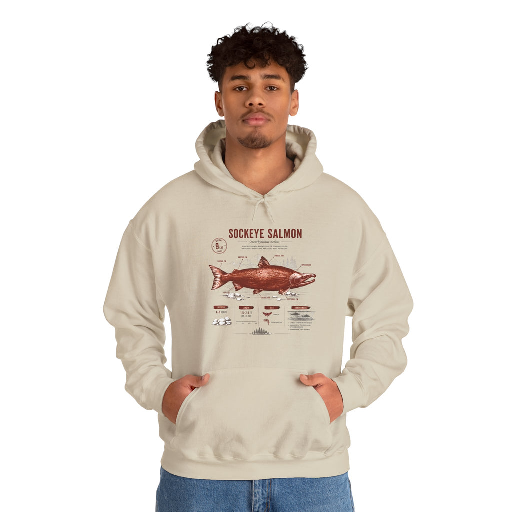Sockeye Salmon Anatomy Hoodie — Fishing Chart Graphic Sweatshirt