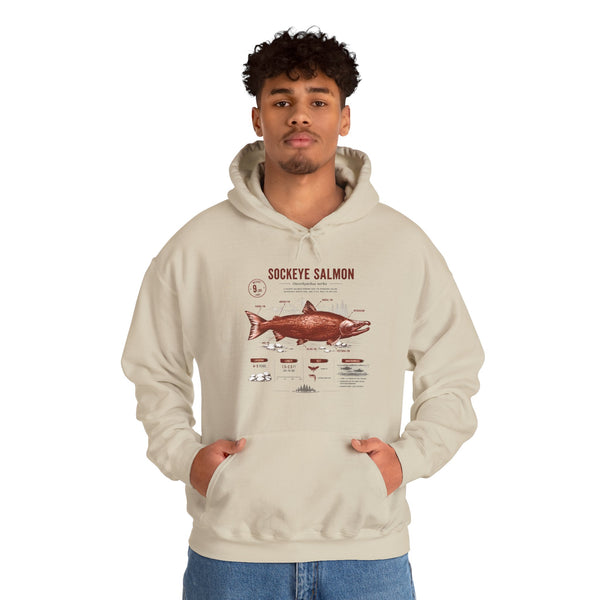 Sockeye Salmon Anatomy Hoodie — Fishing Chart Graphic Sweatshirt