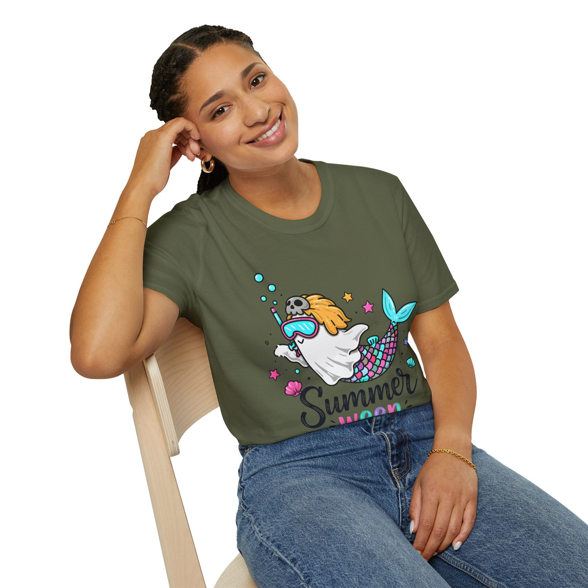 Mermaid Ghost Summerween T-Shirt — Cute Halloween Summer Mashup Tee